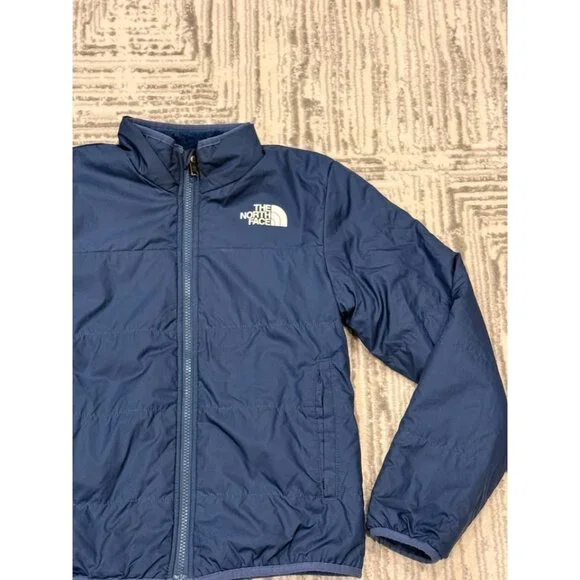 The North Face girls youth medium 10/12 REVERSIBLE soft fleece WARM blue coat